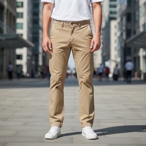 J Lindenberg Pants 30 34 Slim Fit 100% Cotton Twill Beige Zip Fly 5 Pocket